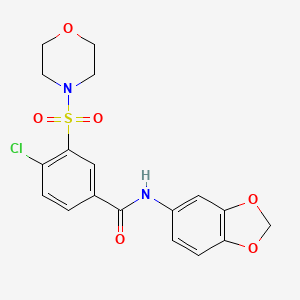molecular formula C18H17ClN2O6S B2444708 N-(2H-1,3-BENZODIOXOL-5-YL)-4-CHLORO-3-(MORPHOLINE-4-SULFONYL)BENZAMIDE CAS No. 708234-35-9