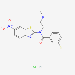 molecular formula C19H21ClN4O3S2 B2444728 N-(2-(dimethylamino)ethyl)-3-(methylthio)-N-(6-nitrobenzo[d]thiazol-2-yl)benzamide hydrochloride CAS No. 1215671-46-7