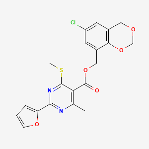 (6-Chloro-2,4-dihydro-1,3-benzodioxin-8-yl)methyl 2-(furan-2-yl)-4-methyl-6-(methylsulfanyl)pyrimidine-5-carboxylate