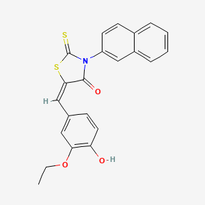 (E)-5-(3-ethoxy-4-hydroxybenzylidene)-3-(naphthalen-2-yl)-2-thioxothiazolidin-4-one