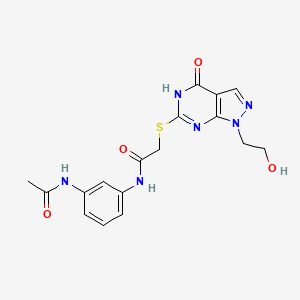 N-(3-acetamidophenyl)-2-((1-(2-hydroxyethyl)-4-oxo-4,5-dihydro-1H-pyrazolo[3,4-d]pyrimidin-6-yl)thio)acetamide