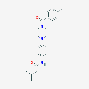 molecular formula C23H29N3O2 B244477 3-methyl-N-{4-[4-(4-methylbenzoyl)-1-piperazinyl]phenyl}butanamide 