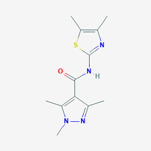 molecular formula C12H16N4OS B2444773 N-(4,5-dimethyl-1,3-thiazol-2-yl)-1,3,5-trimethyl-1H-pyrazole-4-carboxamide CAS No. 1790690-03-7
