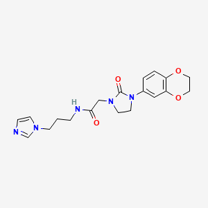 N-(3-(1H-imidazol-1-yl)propyl)-2-(3-(2,3-dihydrobenzo[b][1,4]dioxin-6-yl)-2-oxoimidazolidin-1-yl)acetamide
