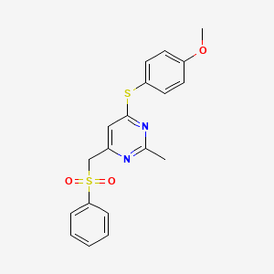 (6-((4-Methoxyphenyl)sulfanyl)-2-methyl-4-pyrimidinyl)methyl phenyl sulfone