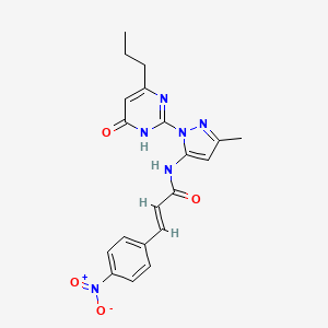 (E)-N-(3-methyl-1-(6-oxo-4-propyl-1,6-dihydropyrimidin-2-yl)-1H-pyrazol-5-yl)-3-(4-nitrophenyl)acrylamide