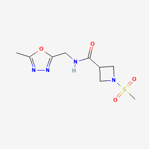 molecular formula C9H14N4O4S B2444806 N-((5-methyl-1,3,4-oxadiazol-2-yl)methyl)-1-(methylsulfonyl)azetidine-3-carboxamide CAS No. 1428373-48-1