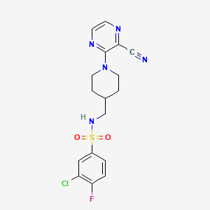 3-chloro-N-((1-(3-cyanopyrazin-2-yl)piperidin-4-yl)methyl)-4-fluorobenzenesulfonamide