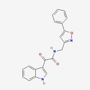 molecular formula C20H15N3O3 B2444823 2-(1H-indol-3-yl)-2-oxo-N-((5-phenylisoxazol-3-yl)methyl)acetamide CAS No. 946209-91-2