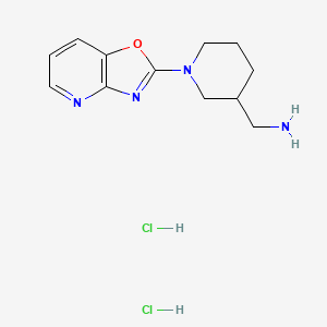 molecular formula C12H18Cl2N4O B2444824 (1-[1,3]噁唑并[4,5-b]吡啶-2-基-3-哌啶基)甲胺二盐酸盐, AldrichCPR CAS No. 2118016-83-2