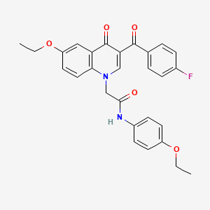 molecular formula C28H25FN2O5 B2444828 2-[6-ethoxy-3-(4-fluorobenzoyl)-4-oxo-1,4-dihydroquinolin-1-yl]-N-(4-ethoxyphenyl)acetamide CAS No. 895653-31-3