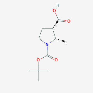 molecular formula C11H19NO4 B2444838 cis-1-[(tert-Butoxy)carbonyl]-2-methylpyrrolidine-3-carbo xylic acid CAS No. 664364-34-5