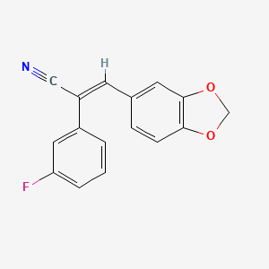 molecular formula C16H10FNO2 B2444840 (E)-3-(1,3-benzodioxol-5-yl)-2-(3-fluorophenyl)prop-2-enenitrile CAS No. 1251904-00-3