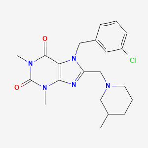 molecular formula C21H26ClN5O2 B2444841 7-[(3-Chlorophenyl)methyl]-1,3-dimethyl-8-[(3-methylpiperidin-1-yl)methyl]purine-2,6-dione CAS No. 851939-98-5