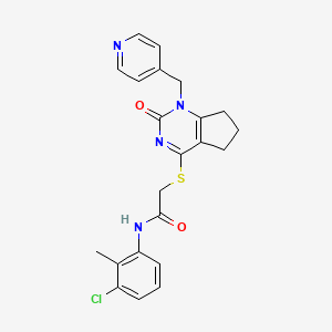 molecular formula C22H21ClN4O2S B2444842 N-(3-chloro-2-methylphenyl)-2-({2-oxo-1-[(pyridin-4-yl)methyl]-1H,2H,5H,6H,7H-cyclopenta[d]pyrimidin-4-yl}sulfanyl)acetamide CAS No. 946219-29-0