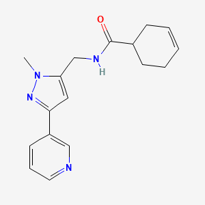 molecular formula C17H20N4O B2444854 N-((1-methyl-3-(pyridin-3-yl)-1H-pyrazol-5-yl)methyl)cyclohex-3-enecarboxamide CAS No. 2034416-48-1