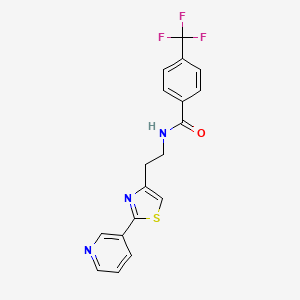 molecular formula C18H14F3N3OS B2444855 N-{2-[2-(pyridin-3-yl)-1,3-thiazol-4-yl]ethyl}-4-(trifluoromethyl)benzamide CAS No. 863513-33-1