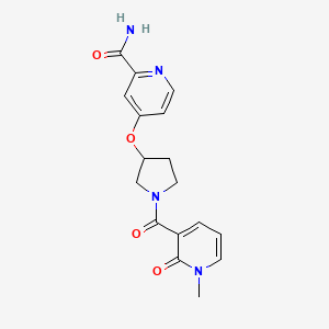 molecular formula C17H18N4O4 B2444861 4-((1-(1-Methyl-2-oxo-1,2-dihydropyridine-3-carbonyl)pyrrolidin-3-yl)oxy)picolinamide CAS No. 2034448-00-3