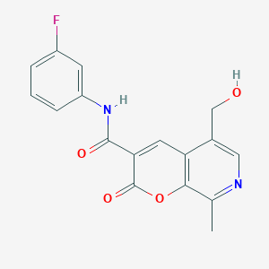 molecular formula C17H13FN2O4 B2444863 N-(3-fluorophenyl)-5-(hydroxymethyl)-8-methyl-2-oxo-2H-pyrano[2,3-c]pyridine-3-carboxamide CAS No. 443117-07-5