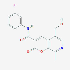 molecular formula C17H13FN2O4 B2444863 N-(3-fluorophenyl)-5-(hydroxymethyl)-8-methyl-2-oxopyrano[2,3-c]pyridine-3-carboxamide CAS No. 443117-07-5