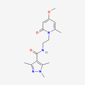 molecular formula C16H22N4O3 B2444876 N-(2-(4-methoxy-6-methyl-2-oxopyridin-1(2H)-yl)ethyl)-1,3,5-trimethyl-1H-pyrazole-4-carboxamide CAS No. 1904398-74-8
