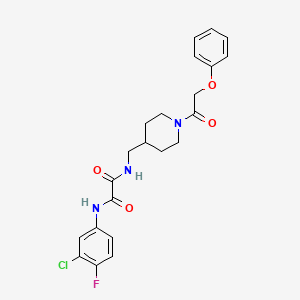 molecular formula C22H23ClFN3O4 B2444895 N'-(3-chloro-4-fluorophenyl)-N-{[1-(2-phenoxyacetyl)piperidin-4-yl]methyl}ethanediamide CAS No. 1235269-42-7