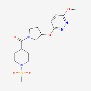 molecular formula C16H24N4O5S B2444899 (3-((6-Methoxypyridazin-3-yl)oxy)pyrrolidin-1-yl)(1-(methylsulfonyl)piperidin-4-yl)methanone CAS No. 2034247-88-4