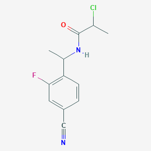molecular formula C12H12ClFN2O B2444902 2-Chloro-N-[1-(4-cyano-2-fluorophenyl)ethyl]propanamide CAS No. 2411286-61-6