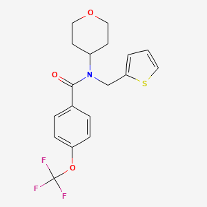 molecular formula C18H18F3NO3S B2444904 N-(tetrahydro-2H-pyran-4-yl)-N-(thiophen-2-ylmethyl)-4-(trifluoromethoxy)benzamide CAS No. 1797546-36-1