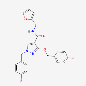 molecular formula C23H19F2N3O3 B2444910 1-(4-fluorobenzyl)-3-((4-fluorobenzyl)oxy)-N-(furan-2-ylmethyl)-1H-pyrazole-4-carboxamide CAS No. 1013755-46-8
