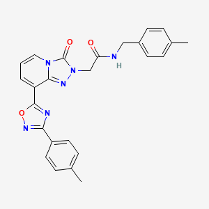 molecular formula C25H22N6O3 B2444912 2-{8-[3-(4-methylphenyl)-1,2,4-oxadiazol-5-yl]-3-oxo-2H,3H-[1,2,4]triazolo[4,3-a]pyridin-2-yl}-N-[(4-methylphenyl)methyl]acetamide CAS No. 1260942-15-1