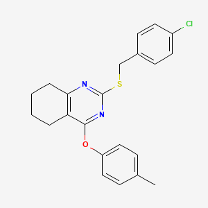 molecular formula C22H21ClN2OS B2444924 2-[(4-Chlorobenzyl)sulfanyl]-5,6,7,8-tetrahydro-4-quinazolinyl 4-methylphenyl ether CAS No. 339019-05-5