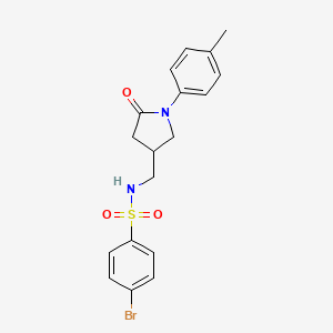 molecular formula C18H19BrN2O3S B2444926 4-bromo-N-((5-oxo-1-(p-tolyl)pyrrolidin-3-yl)methyl)benzenesulfonamide CAS No. 954608-64-1