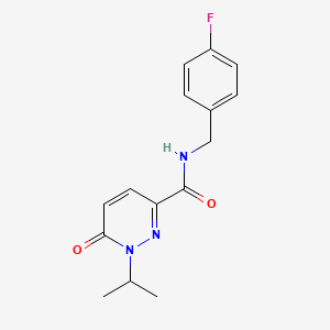 molecular formula C15H16FN3O2 B2444938 N-(4-fluorobenzyl)-1-isopropyl-6-oxo-1,6-dihydropyridazine-3-carboxamide CAS No. 1049537-89-4