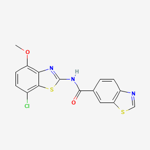 molecular formula C16H10ClN3O2S2 B2444939 N-(7-chloro-4-methoxy-1,3-benzothiazol-2-yl)-1,3-benzothiazole-6-carboxamide CAS No. 886949-98-0