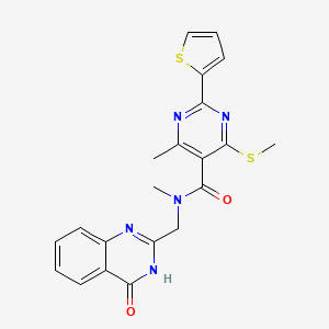 N,4-dimethyl-6-(methylsulfanyl)-N-[(4-oxo-3,4-dihydroquinazolin-2-yl)methyl]-2-(thiophen-2-yl)pyrimidine-5-carboxamide