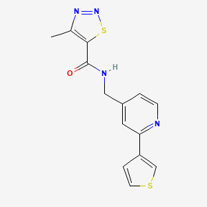 4-methyl-N-((2-(thiophen-3-yl)pyridin-4-yl)methyl)-1,2,3-thiadiazole-5-carboxamide