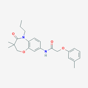 molecular formula C23H28N2O4 B2444955 N-(3,3-dimethyl-4-oxo-5-propyl-2,3,4,5-tetrahydrobenzo[b][1,4]oxazepin-8-yl)-2-(m-tolyloxy)acetamide CAS No. 921526-05-8