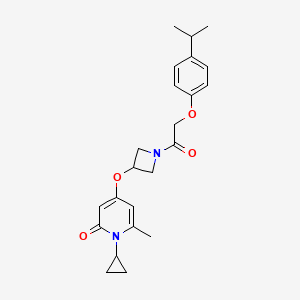 molecular formula C23H28N2O4 B2444982 1-cyclopropyl-4-((1-(2-(4-isopropylphenoxy)acetyl)azetidin-3-yl)oxy)-6-methylpyridin-2(1H)-one CAS No. 2034311-69-6