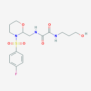 molecular formula C16H22FN3O6S B2444988 N'-[[3-(4-fluorophenyl)sulfonyl-1,3-oxazinan-2-yl]methyl]-N-(3-hydroxypropyl)oxamide CAS No. 872862-84-5