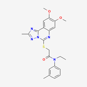 molecular formula C23H25N5O3S B2444991 2-((8,9-dimethoxy-2-methyl-[1,2,4]triazolo[1,5-c]quinazolin-5-yl)thio)-N-ethyl-N-(m-tolyl)acetamide CAS No. 902593-36-6