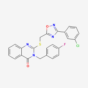 molecular formula C24H16ClFN4O2S B2444995 2-(((3-(3-chlorophenyl)-1,2,4-oxadiazol-5-yl)methyl)thio)-3-(4-fluorobenzyl)quinazolin-4(3H)-one CAS No. 2034461-54-4