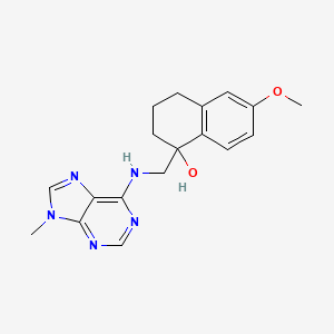molecular formula C18H21N5O2 B2444998 6-Methoxy-1-[[(9-methylpurin-6-yl)amino]methyl]-3,4-dihydro-2H-naphthalen-1-ol CAS No. 2380035-04-9