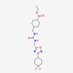 Ethyl 4-((3-((3-(4,4-difluorocyclohexyl)-1,2,4-oxadiazol-5-yl)methyl)ureido)methyl)cyclohexanecarboxylate