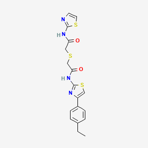 molecular formula C18H18N4O2S3 B2445038 N-(4-(4-ethylphenyl)thiazol-2-yl)-2-((2-oxo-2-(thiazol-2-ylamino)ethyl)thio)acetamide CAS No. 681222-52-6