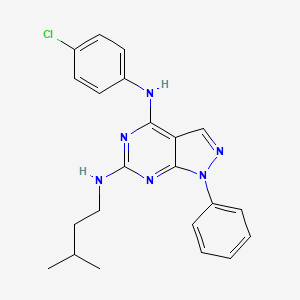 molecular formula C22H23ClN6 B2445041 N4-(4-chlorophenyl)-N6-(3-methylbutyl)-1-phenyl-1H-pyrazolo[3,4-d]pyrimidine-4,6-diamine CAS No. 946218-29-7