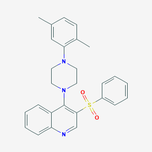 molecular formula C27H27N3O2S B2445058 3-(Benzenesulfonyl)-4-[4-(2,5-dimethylphenyl)piperazin-1-yl]quinoline CAS No. 866843-33-6