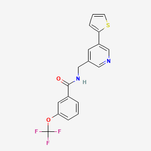 molecular formula C18H13F3N2O2S B2445060 N-((5-(噻吩-2-基)吡啶-3-基)甲基)-3-(三氟甲氧基)苯甲酰胺 CAS No. 2034252-87-2