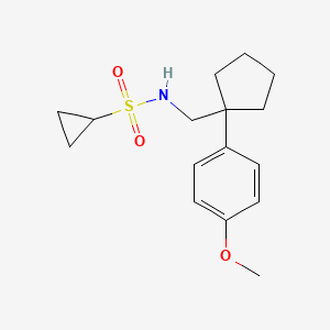 molecular formula C16H23NO3S B2445068 N-((1-(4-甲氧基苯基)环戊基)甲基)环丙烷磺酰胺 CAS No. 1251573-04-2