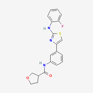 N-(3-(2-((2-fluorophenyl)amino)thiazol-4-yl)phenyl)tetrahydrofuran-3-carboxamide